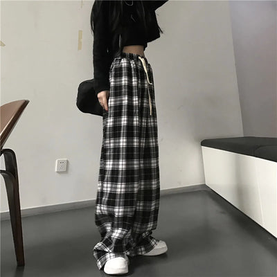 Plaid Pants For Women High Waist Gothic Grunge Pants Women's Baggy Alt Clothing Alternative Clothes Fairycore Streetwear