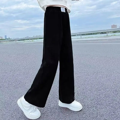 Girls Wide Leg Pants New Spring and Autumn Trendy Children's Corduroy Casual Straight Leg Pants Girls Trend Slimming Long Pants