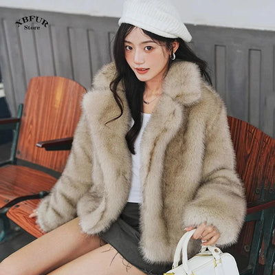 Winter Coats Woman 2024 Ins Hot Fashion Girls Oversized Gradient Fur Coat Women Thick Warm Outerwear Fluffy Faux Fox Fur Jacket