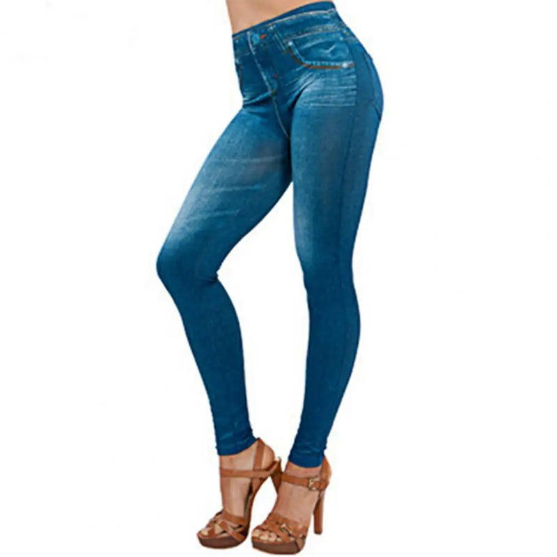 Pants Bottoming Women Jeans Skin-friendly Breathable  Popular Print Stretch Pencil Pants