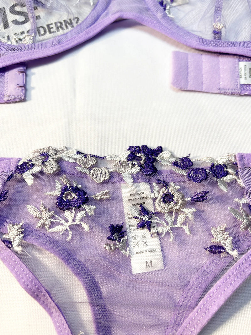 Purple Sexy Lingerie Woman Lace Transparent Underwear Fairy Embroidery Brief Sets Delicate Bra Panties Kits Erotic Breves Sets