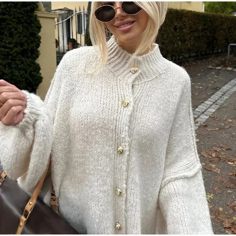 Casual Cardigan Women Sweater Loose Single Breasted O-neck Fashion Sweaters 2024 Autumn Office Female All-match Top Coat