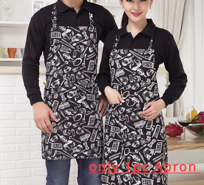 Womens Mens Cooking Chef Kitchen Restaurant BBQ Apron Dress with 2 Pockets Simple Style Waiter Apron