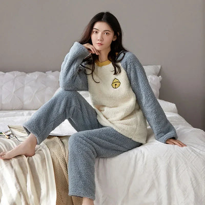 Thickened Warm Flannel Women's Sleepwear Coral Velvet Pajamas Loungewear Winter Cartoon Bear Padded Girl Nightwear Homewear Sets