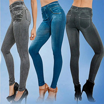 Pants Bottoming Women Jeans Skin-friendly Breathable  Popular Print Stretch Pencil Pants