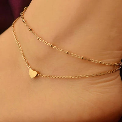 New Fashion Foot Chain Tibetan Silver Hollow Plum Flowers Heart-Shaped Anklet For Women