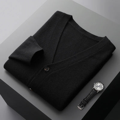 100% merino wool men's cardigan cashmere sweater autumn and winter new knitted coat solid color long sleeve high quality coat