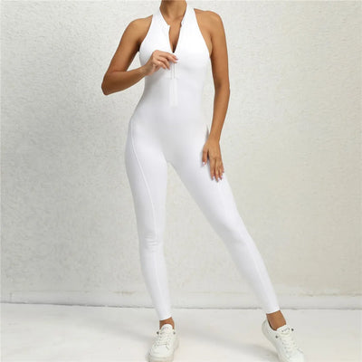 Yoga Women's Padded Workout Suit One-Piece Jumpsuit Workout Set Sports Jumpsuit Gym Clothing Zipper 2024 New