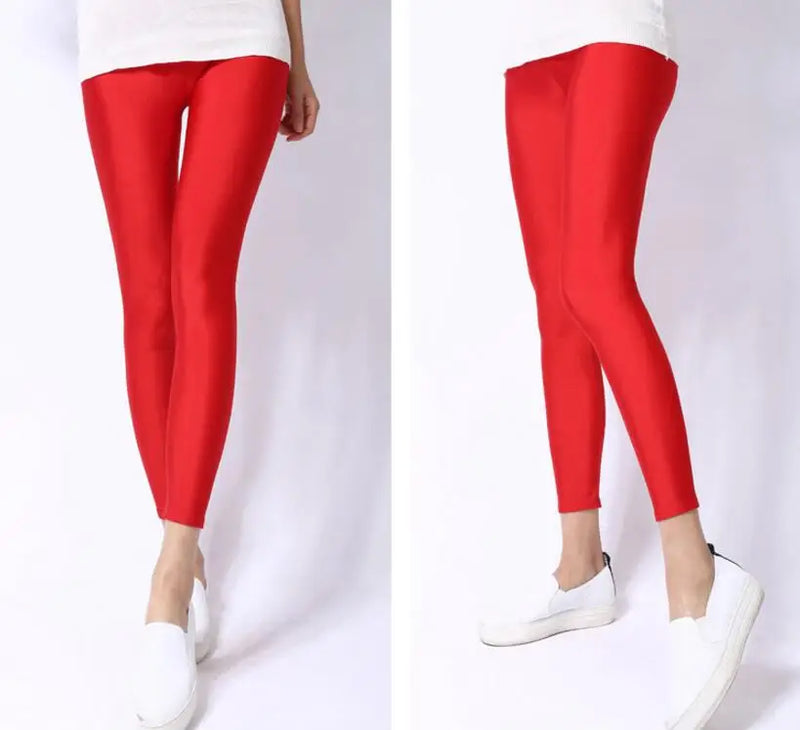 New Spring Solid Candy Neon Leggings for Women High Stretched Female Legging Pants Girl Clothing Leggins Plug Size