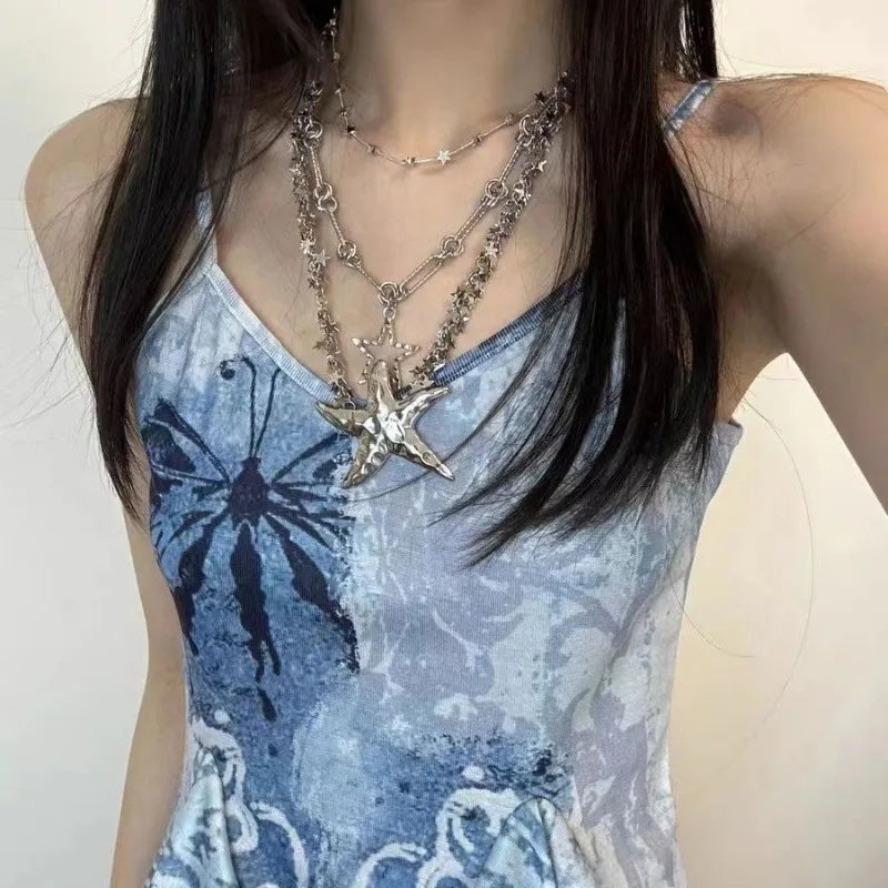 Asymetrical Tanks Camis for Women Niche Design Summer Personality Girls Clothing Fashion Tie Dye Outwear Casual Chic Students