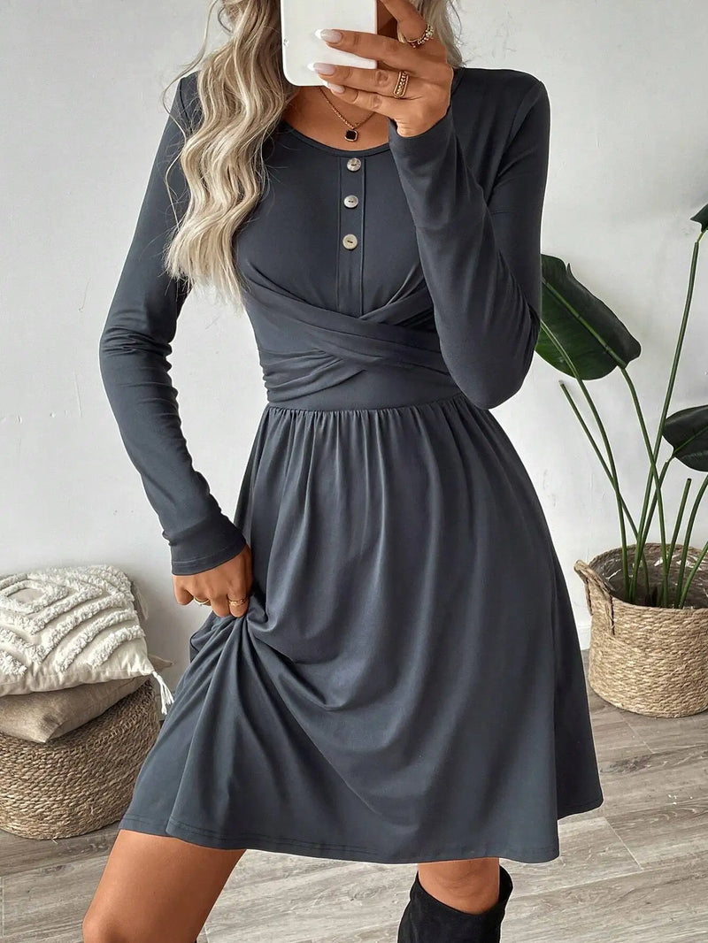 Women Versatile Commuting Style Dress Simple Design Fashionable High Waist Midi Skirt