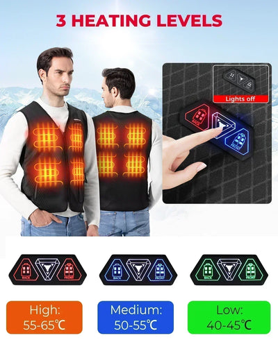 KEMIMOTO Winter Warm Heated Vest Men Women Motorcycle Heated Jacket USB Electric Smart Heating For Skiing Fishing Outdoor