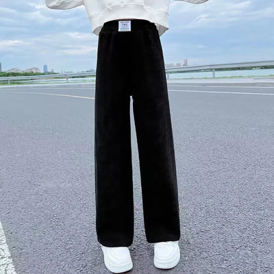 Girls Wide Leg Pants New Spring and Autumn Trendy Children's Corduroy Casual Straight Leg Pants Girls Trend Slimming Long Pants