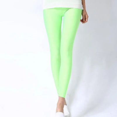 New Spring Solid Candy Neon Leggings for Women High Stretched Female Legging Pants Girl Clothing Leggins Plug Size