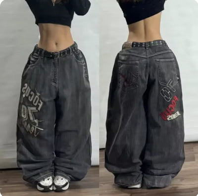 Highquality New Explosion Jeans Female Y2K American Harajuku Retro Washed Loose Street Casual High Waist Pants for Men and Women