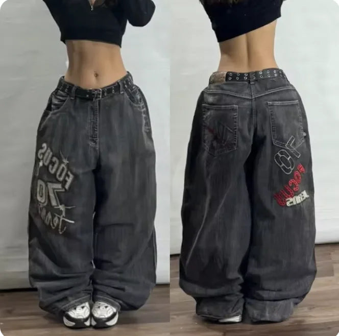 Highquality New Explosion Jeans Female Y2K American Harajuku Retro Washed Loose Street Casual High Waist Pants for Men and Women