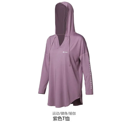 New yoga and fitness suit long sleeved sports running gym oversized women's clothing, belly covering, slimming and loose fitting