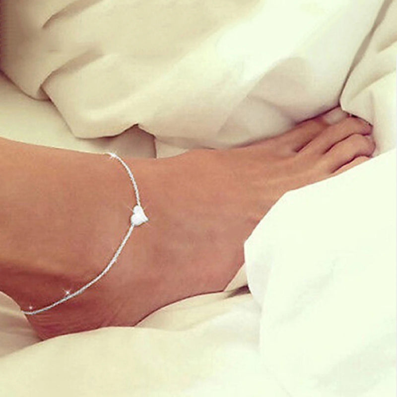New Fashion Foot Chain Tibetan Silver Hollow Plum Flowers Heart-Shaped Anklet For Women