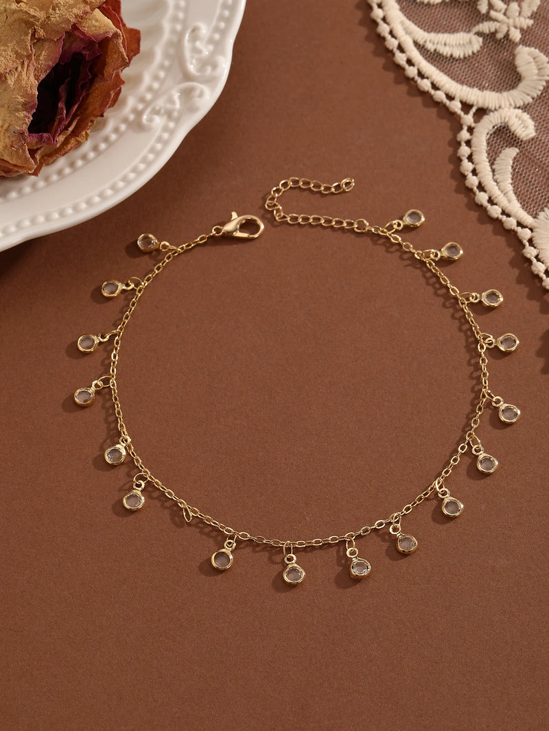 Crystal Cubic Zirconia Anklet For Women Girls Ankle Bracelet Leg Chain