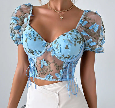 Women's Sleeveless Tank Top 2025 Summer Streetwear Slim Printed Spicy Girl Open Back Perspective Strap Spliced Mesh Sexy Vest