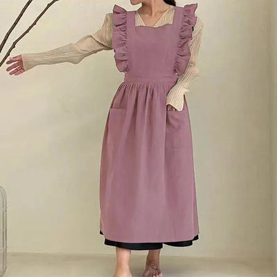 Women Strap Apron with Pocket Gown Hairdresser Restaurant Hero Chef Apron Florist Overalls Dress Cook Pinafore Kitchen Accessory