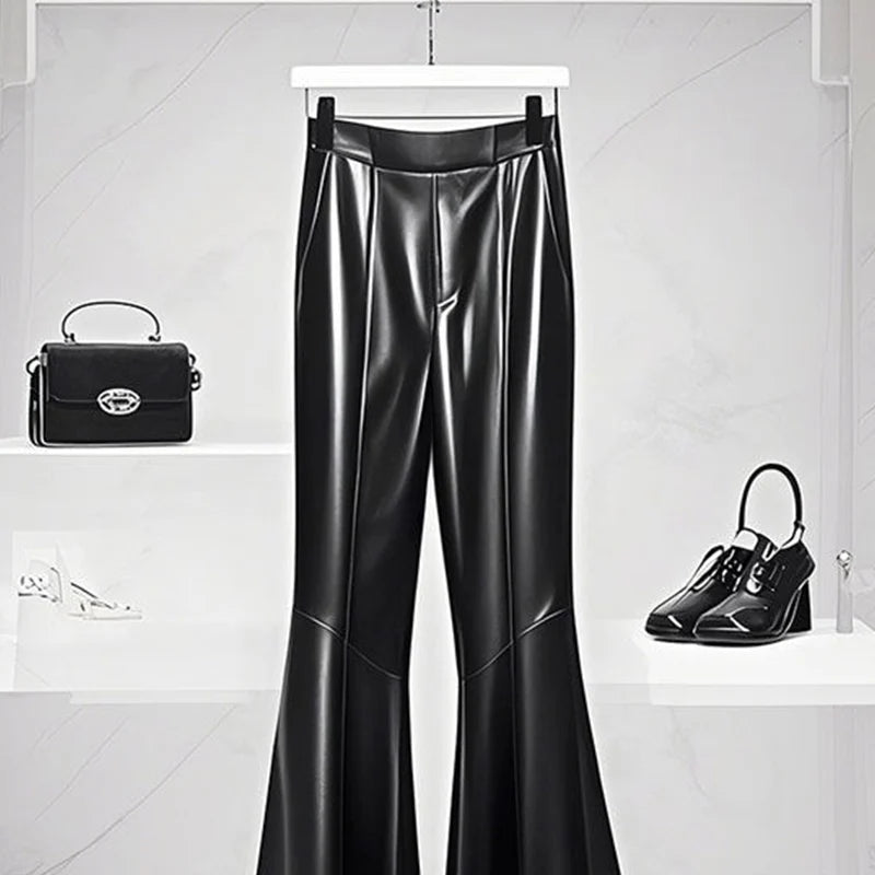 2025New Fashionable Flare Ladies Temperament Black High Waist Wide Leg Pants Women Clothing Fashion Slim Boot Cut Femme Trousers