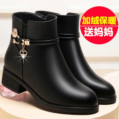 Soft Leather Women's Boots 2023 Spring Winter Thick Wool Lined Genuine Leather Woman Snow Boots Women Shoes Platform Boots