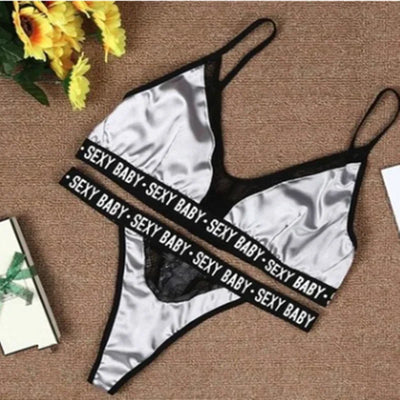 Sexy Women's Underwear Sets Bra and Panty Set Women's Underwear Bra Set Bralette Women Bra Letter Print Lace Patchwork Sexy