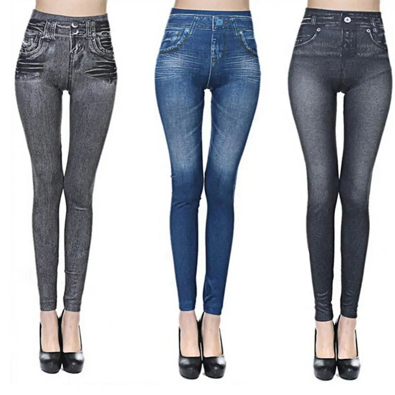 Pants Bottoming Women Jeans Skin-friendly Breathable  Popular Print Stretch Pencil Pants