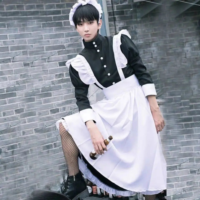 Women Maid Outfit Long Dress Apron Dress Lolita Dresses Men Clothes Unisex Cafe Costume Cosplay Anime Costumes Jujutsu Kaisen