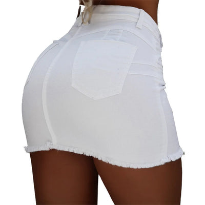 Women's Clothing Skirts 2025 new casual fashion high waist solid color hip hugging short skirt denim single breasted half skirt