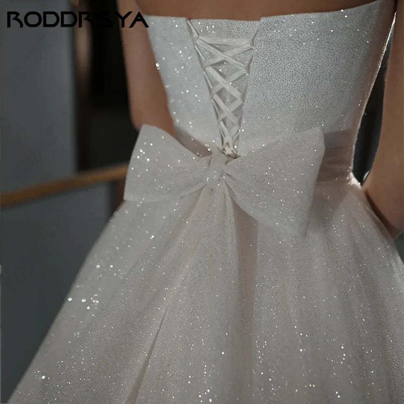 RODDRSYA Свадебное платье  Sparkle Tulle Princess Wedding Dresses Romantic Strapless A-line Bridal Party Illusion Lace Up Back