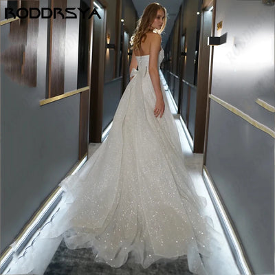 RODDRSYA Свадебное платье  Sparkle Tulle Princess Wedding Dresses Romantic Strapless A-line Bridal Party Illusion Lace Up Back