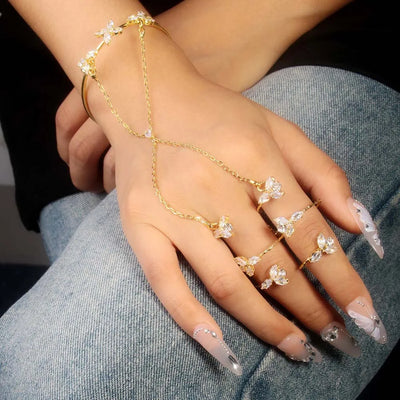Zircon Hand Chain Bracelet Ring Bracelet Dainty Finger Hand Jewelry