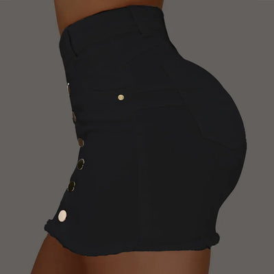 Women's Clothing Skirts 2025 new casual fashion high waist solid color hip hugging short skirt denim single breasted half skirt