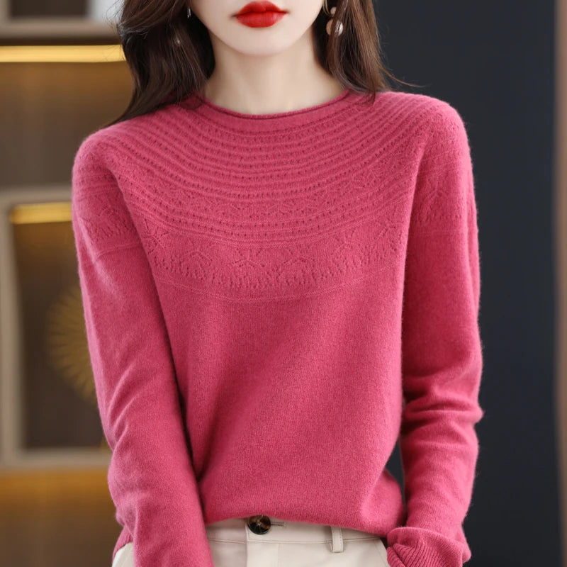 100% Merino Wool Seamless Cashmere Sweater Women&