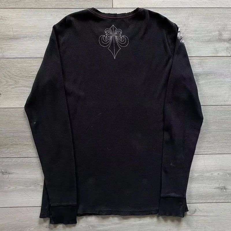 Y2K Affliction Long sleeved T shirt Fashion Round Neck Oversized T shirt New  Mens Womens Casual Gothic Clothing Tops Streetwear