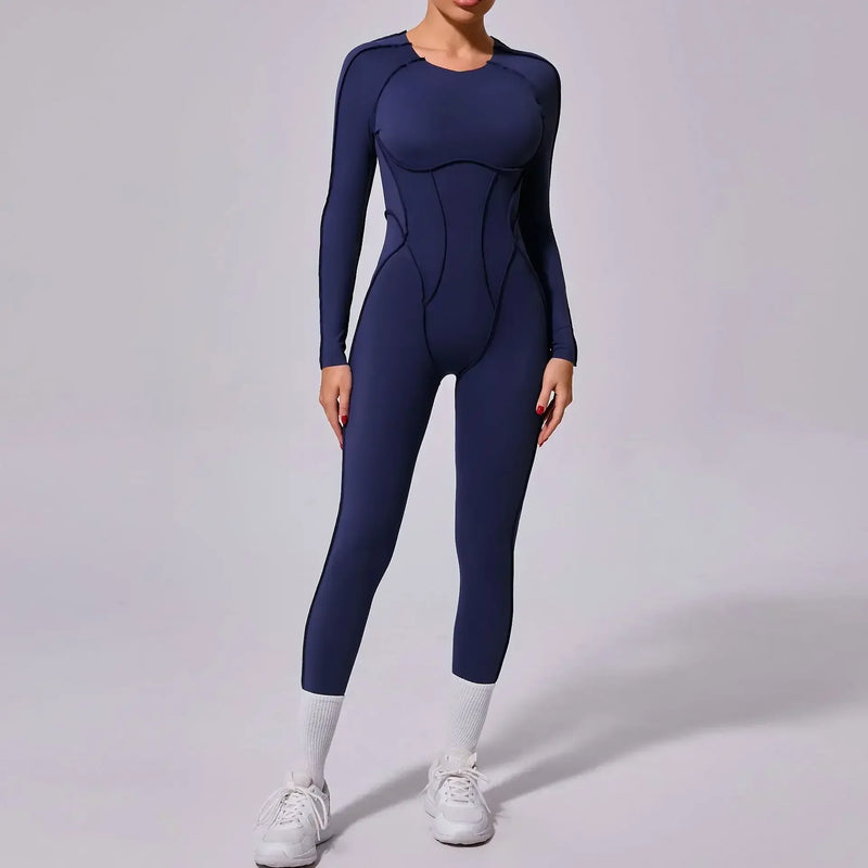 Seamless Yoga Jumpsuits Sports Fitness Hip-lifting Backless Short-sleeved One-piece Workout Gym Leggings Tracksuits for Women