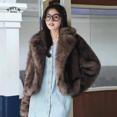 Winter Coats Woman 2024 Ins Hot Fashion Girls Oversized Gradient Fur Coat Women Thick Warm Outerwear Fluffy Faux Fox Fur Jacket