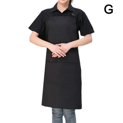 Kitchen Cooking Apron Chef Halterneck Apron With 2 Pockets Catering Sleeveless Aprons Men Woman BBQ Waiter Printing Apron