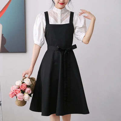 Household Restaurant Kitchen Florist Apron Dress Women With Pocket Beauty Service Work Overalls Gardening Coffee Baking Pinafore