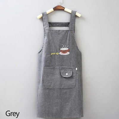 Kitchen Apron Unisex Cotton Hand Wipe Men's Household Kitchen Apron Large Pocket Waterproof and Oil-proof Female Baking Clothing