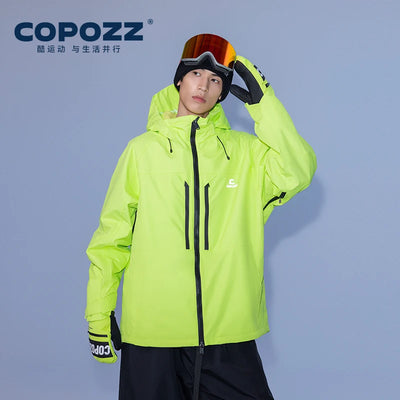 COPOZZ Thicken 3L Ski Jacket Men Women Windproof Waterproof Winter Ski Coat Ski Wear Solid Color Hooded Warm Snowboard Ski Suit