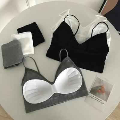 Women's Sports Bra Set Underwear Bra Korean Style Push Up No Steel Ring Bra Sexy Tube Top High Elastic Panty Set